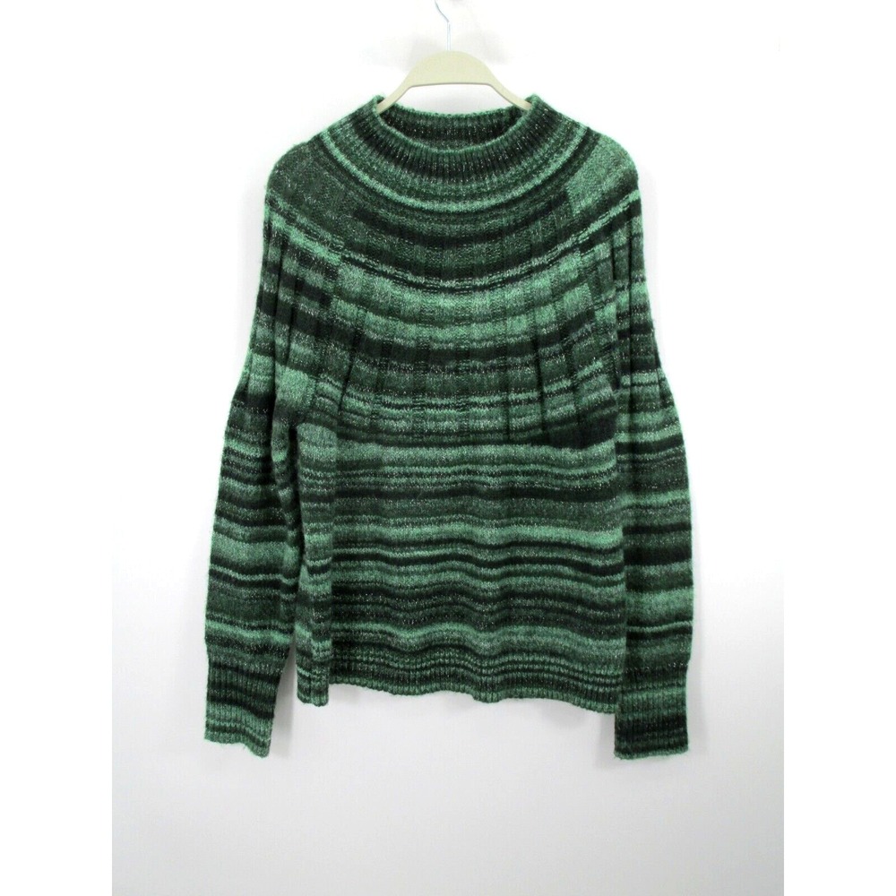 KNOX ROSE Pullover Tunic Sweater Women Large Green Ombre Striped Long Sleeves